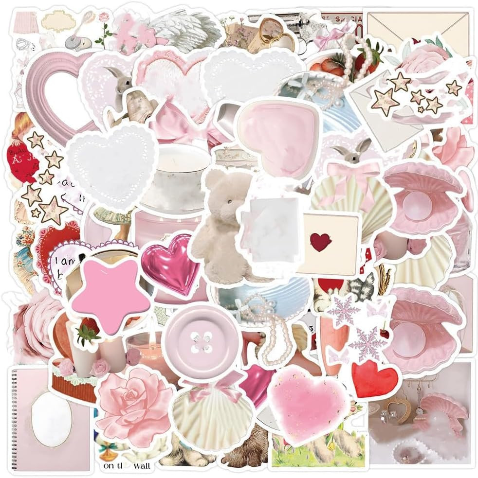 100PCS Coquette Stickers,Pink Aesthetic Stickers
