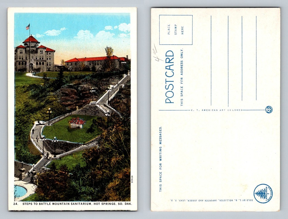 Hot Springs, SD-South Dakota, Battle Mountain Sanitarium Steps Vintage Postcard