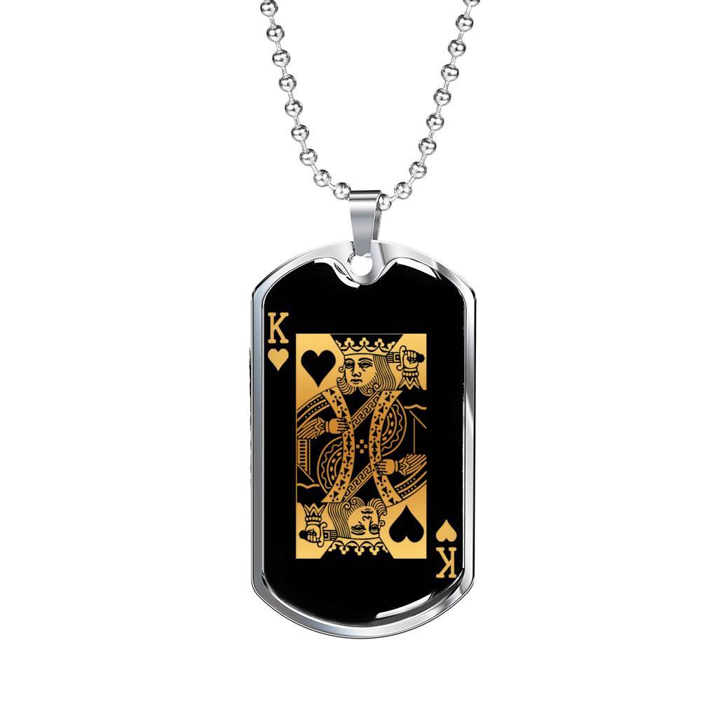 Gold King of Hearts Dog Tag – Stainless Steel or 18K Gold with 24