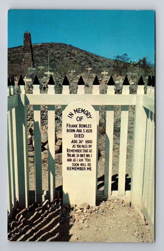 Tombstone AZ-Arizona, Grave Of Frank Bowles, Antique, Vintage Souvenir Postcard