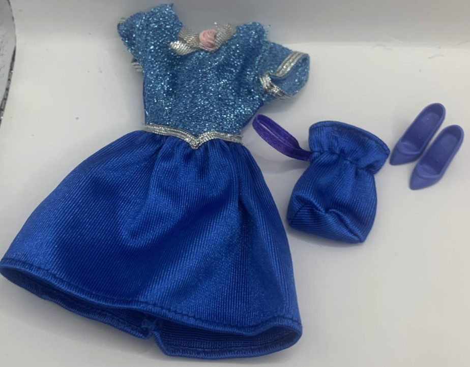Vintage Barbie City Lights Fashion ?  Outfit Clothing Blue Party Dress Shoes