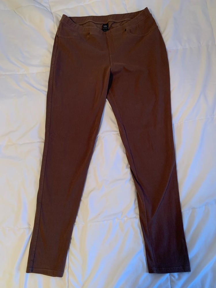 Lildy Women’s Size L/Xl Denim Leggings Brown Stretch Pants