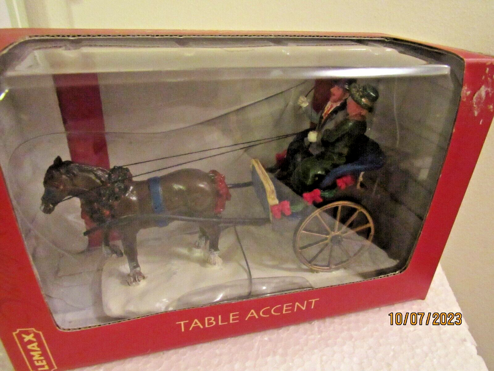 2006 Lemax Retired BuggyRide Courting Christmas Horse & Carriage Table Accent  -image
