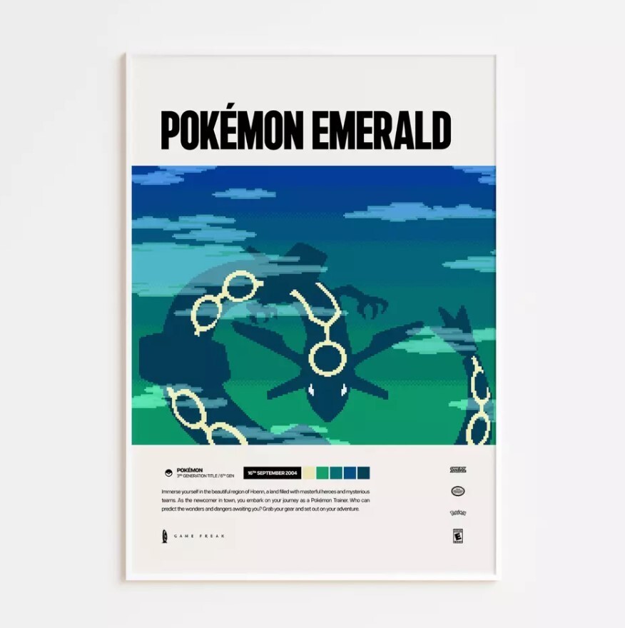 Pokémon Emerald (2004) Video Game Art Poster / Print