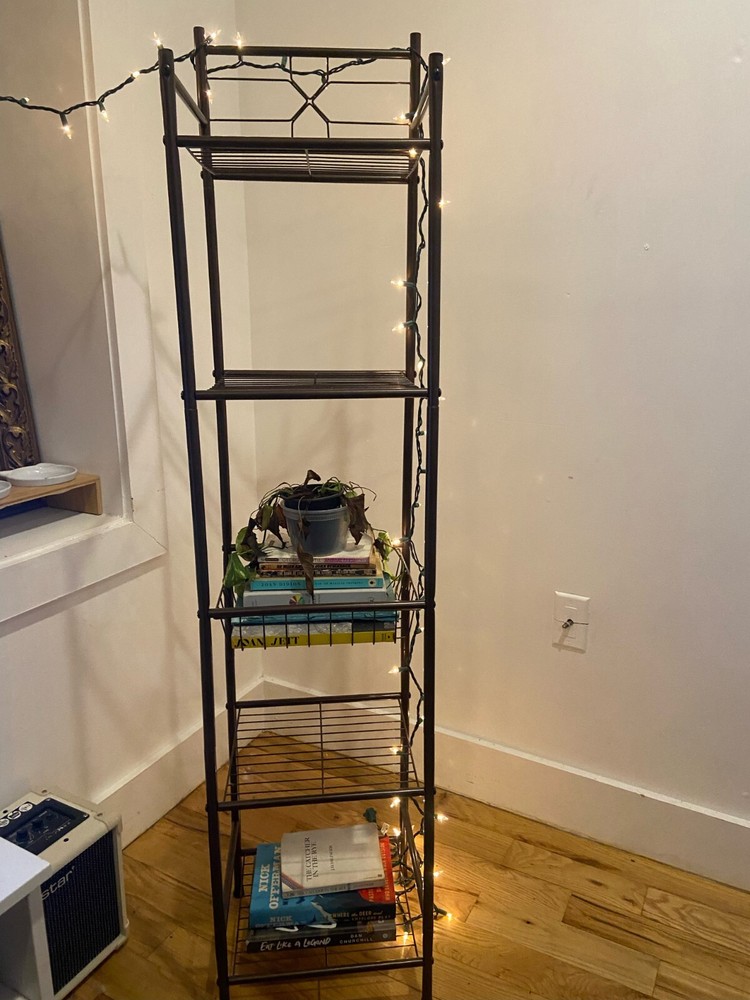 5 Tier Standing Shelving Metal Unit Storage Shelf Wire Shelving Towel Rack Black