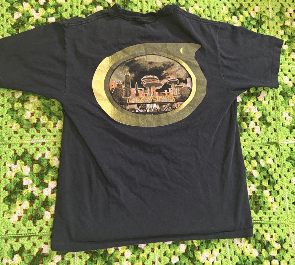 Vintage Levi’s Strauss & Co Shirt Single Stitch Advertising Worn Retro Black