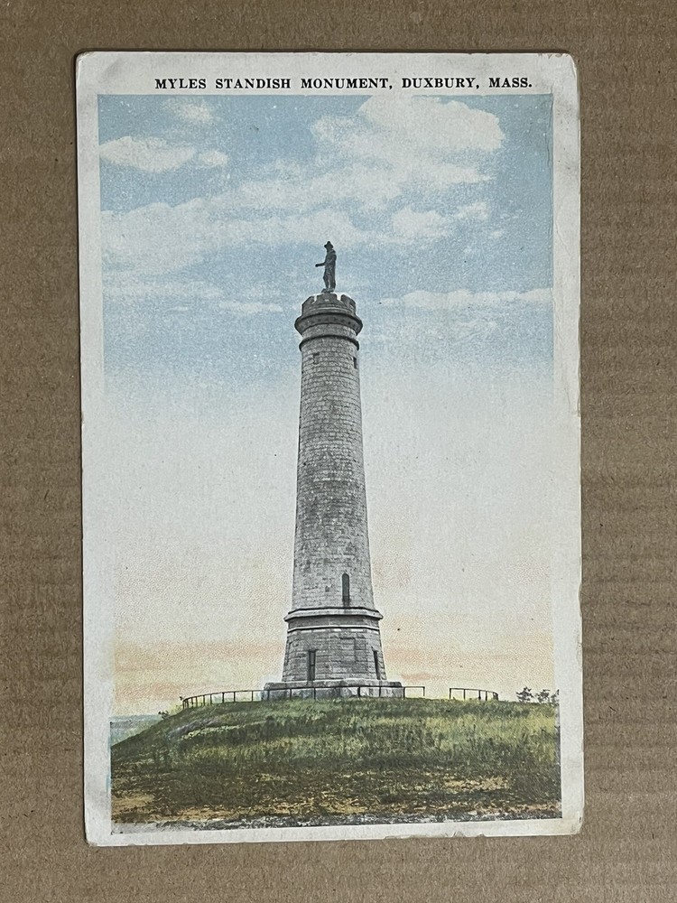 Postcard Myles Standish Monument Duxbury Massachusetts MA Plymouth County