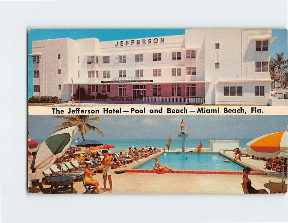 Postcard The Jefferson Hotel Pool & Beach Miami Beach Florida USA
