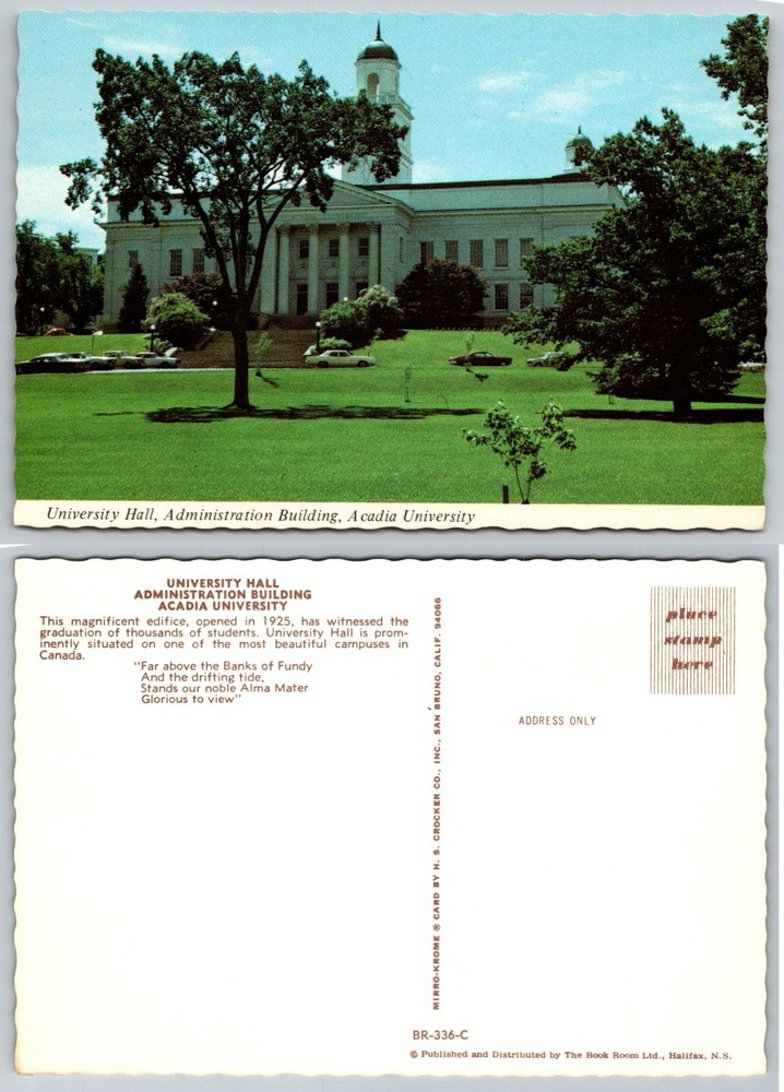 Acadia University Hall Admin Building Nova Scotia Canada Mirro-Krome Postcard-image