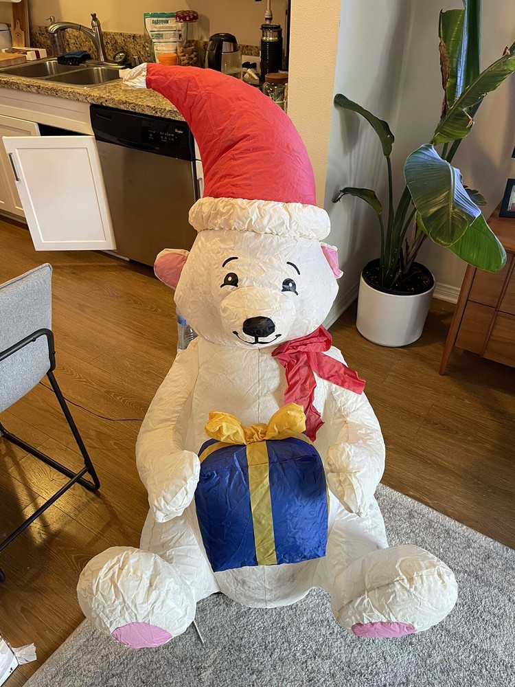 Home Accent Holiday 48” Lighted Polar Bear Christmas Airblown Inflatable USED-image