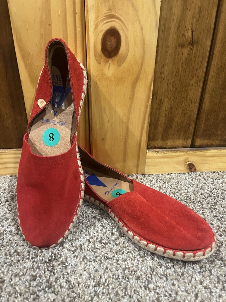 NWOB Women's Verbenas Carmen Red Leather Suede Espadrilles Flats  Sz 8
