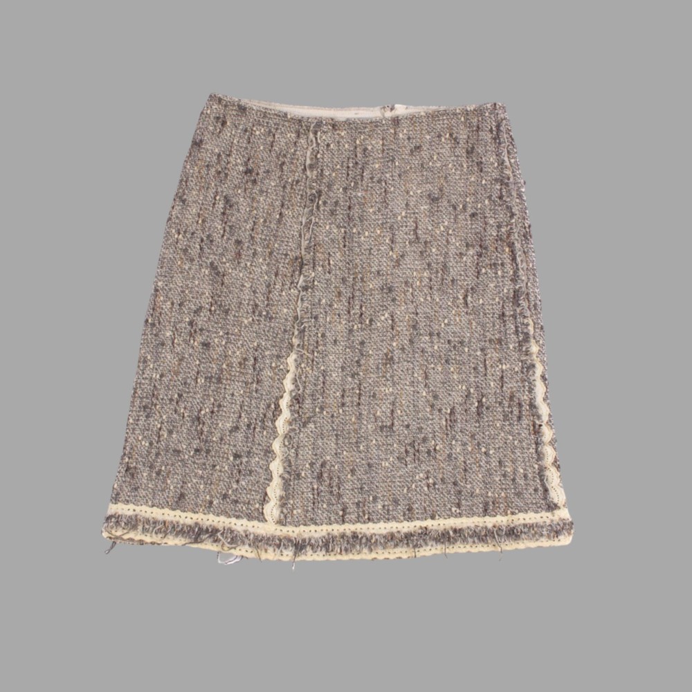 PRADA Light Grey Wool Blend Tweed Skirts Sz IT 40