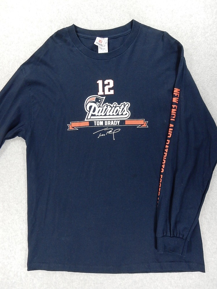 New England Patriots NFL Crew Football Shirt Mens XL Blue Brady #12 Jersey