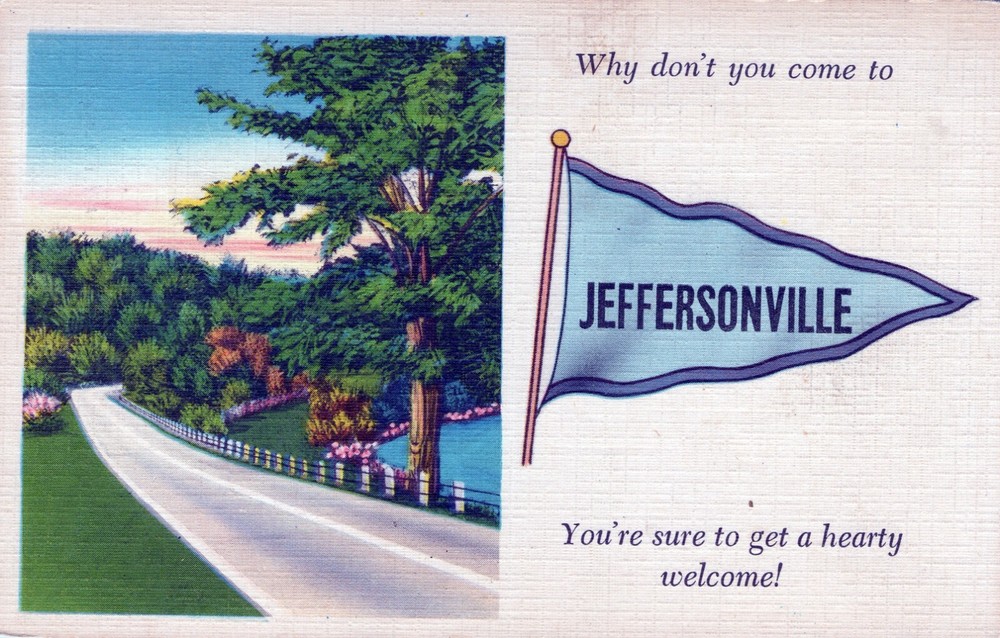 Why Don't You Come to Jeffersonville Linen Posted in 1955 Postcard
