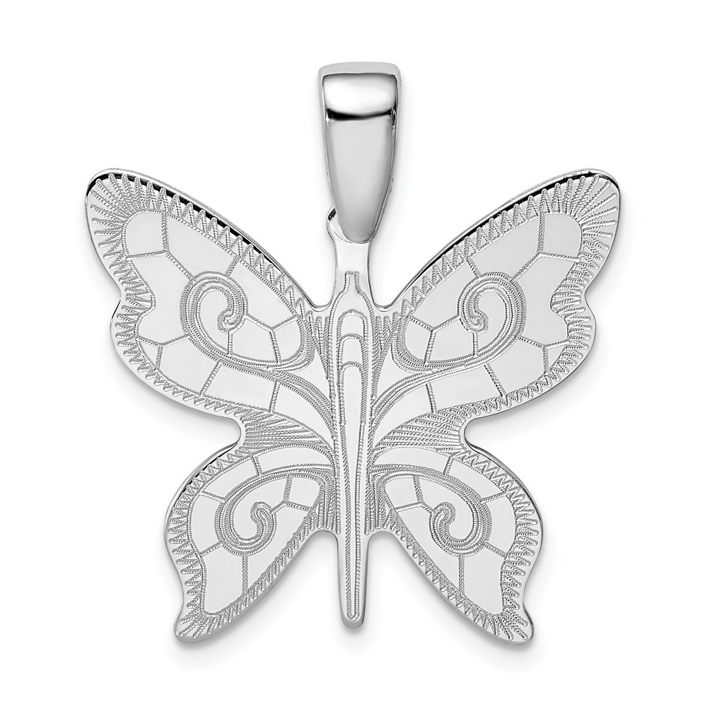 Sterling Silver Rhodium-plated Butterfly Pendant 2.86gm L-0.94 Inch, W-1.05 Inch