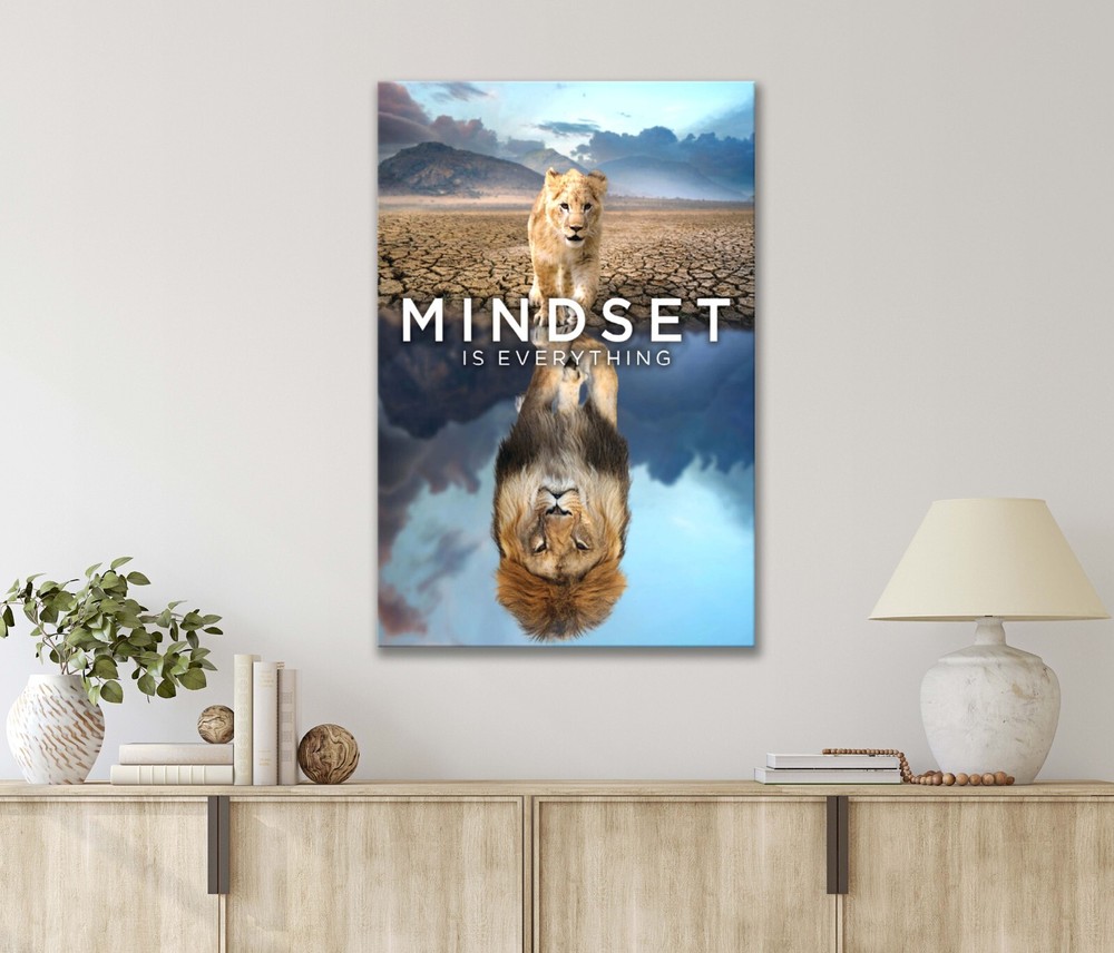 Motivation Poster Of A Lone Lion  Wall Art  Canvas Unframed/Framed