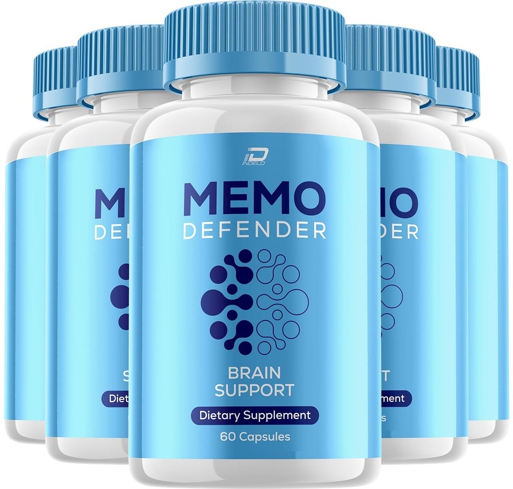 (5 Pack) MemoDefender Brain Supplement Capsules - All Natural Nootropic Boost  