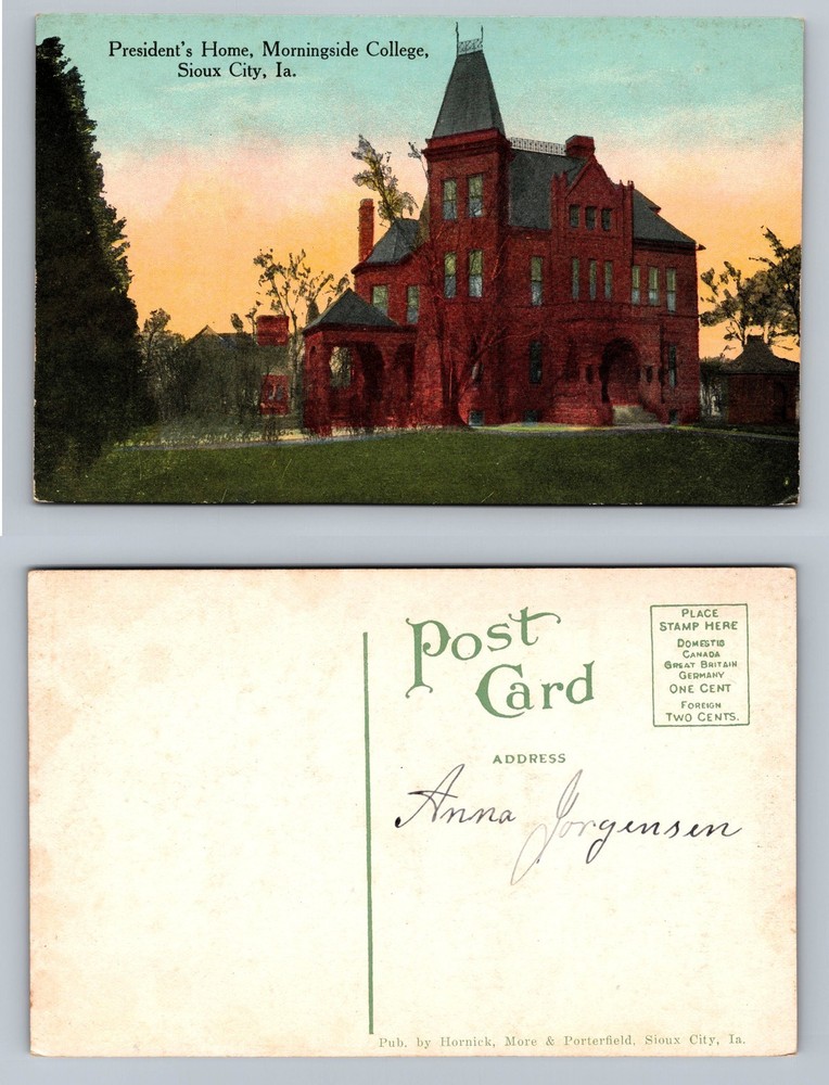 Sioux City, IA-Iowa, Morningside College President's Home Card Vintage Postcard