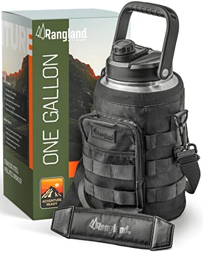 Rangland Insulated 1 Gallon Water Bottle with Sleeve - Stainless Steel Wide M...