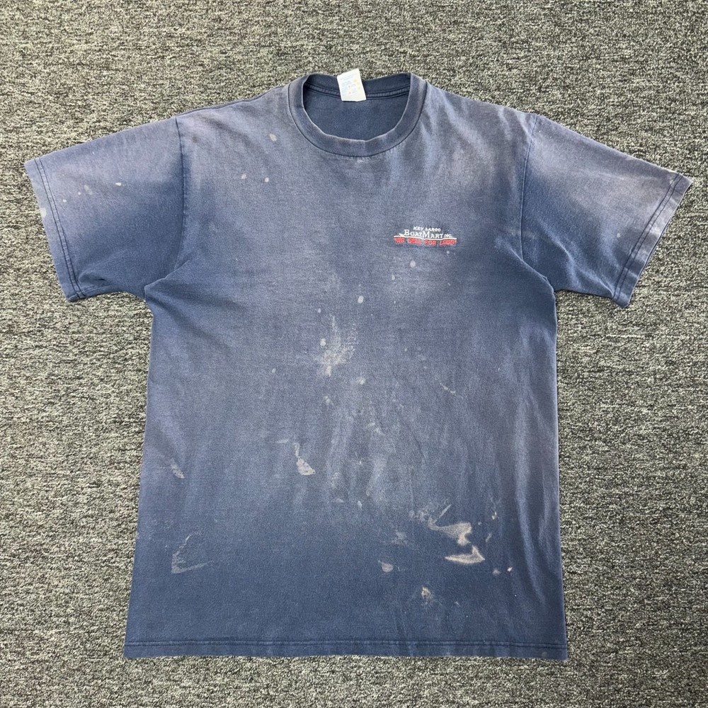 Vintage 90s Key Largo Embroidered Thrashed Gradient Blank T-Shirt Sz L Sun Faded
