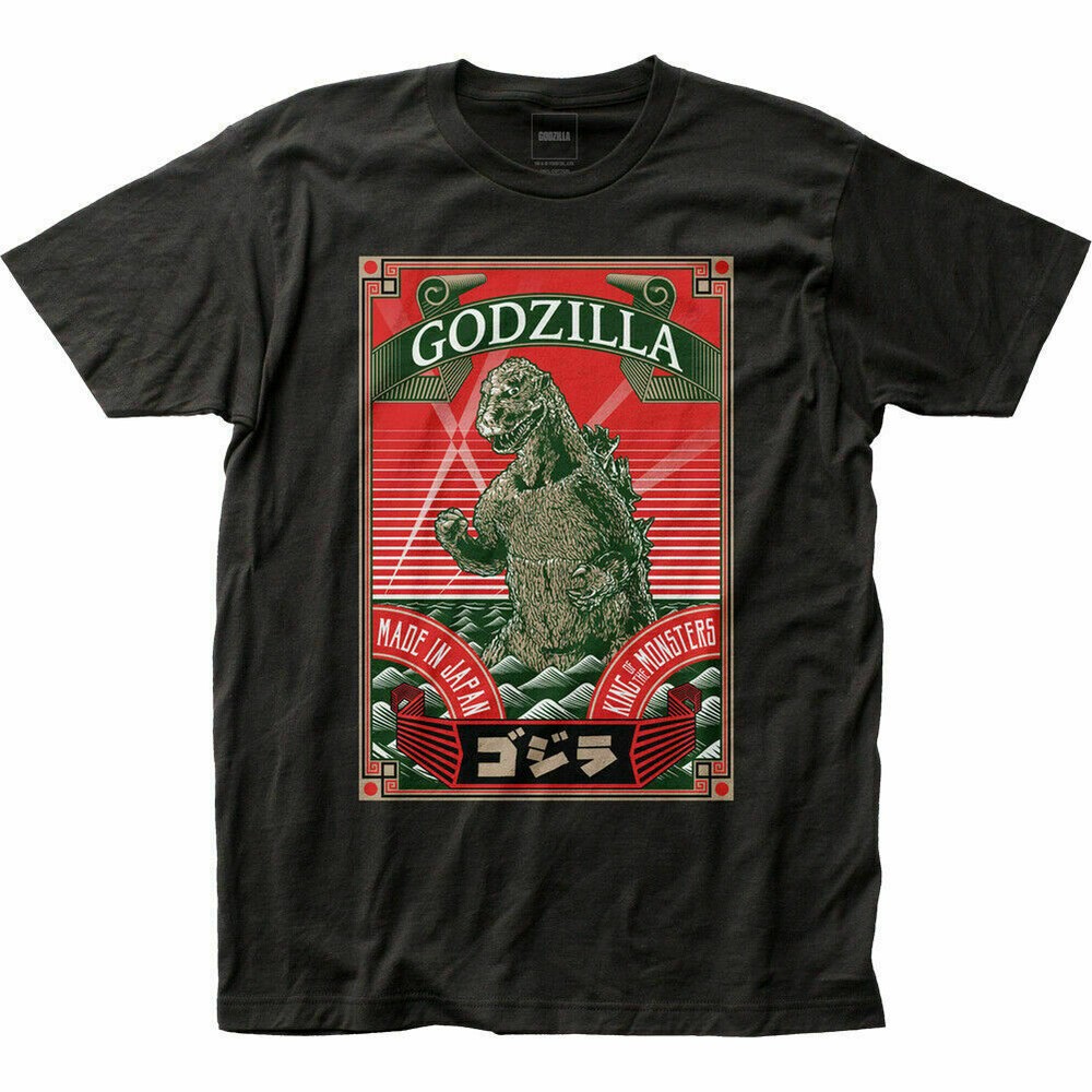 Godzilla Japanese Movie Retro T-Shirt for Men Licensed Pop Culture Tee Black