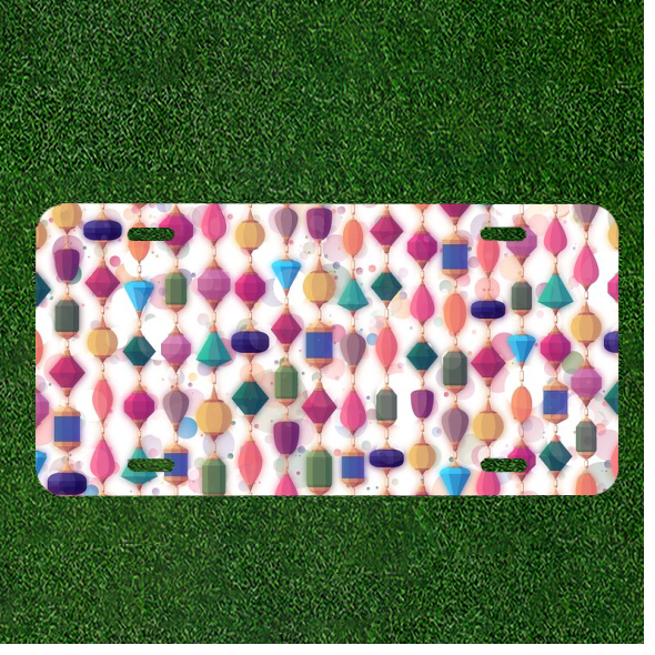 Custom Personalized Car License Plate with Colorful Jewel Stones  