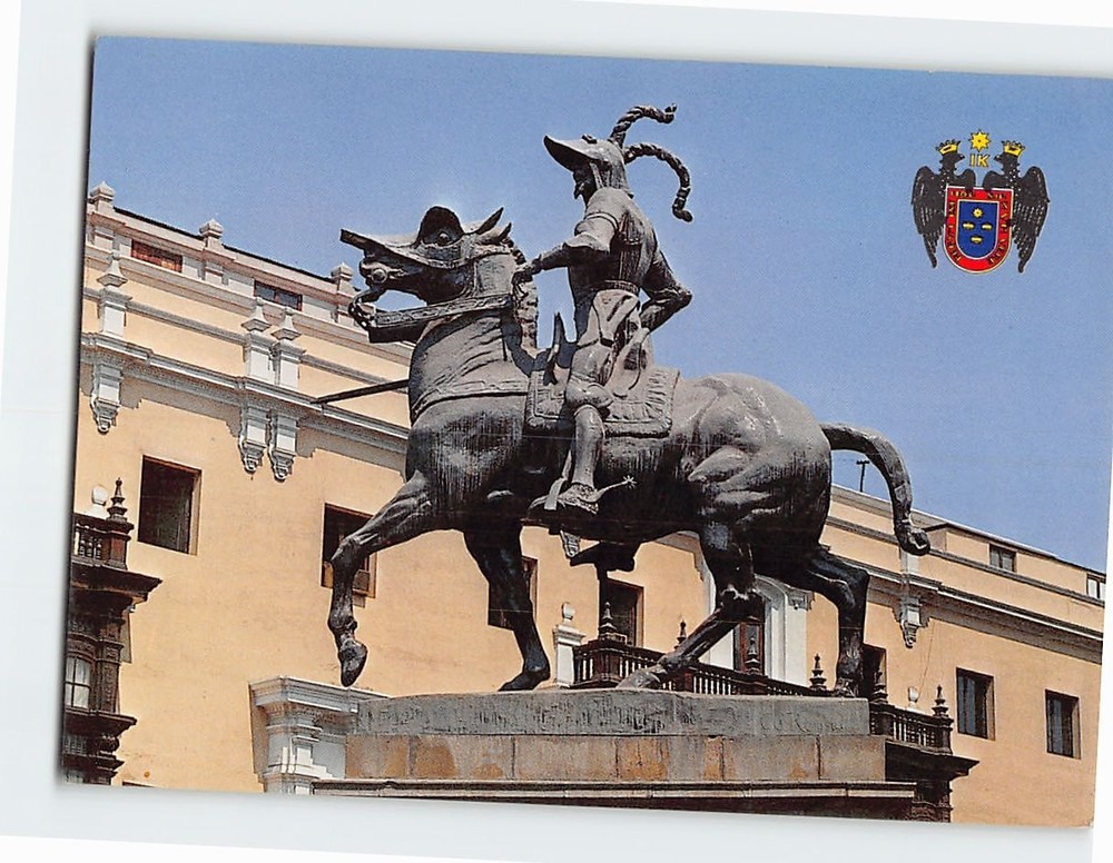 Postcard Monument to Francisco Pizarro in Lima Peru