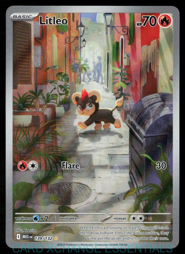Litleo 139/132 Illustration Rare Mega Evolution Pokemon Holo Near Mint