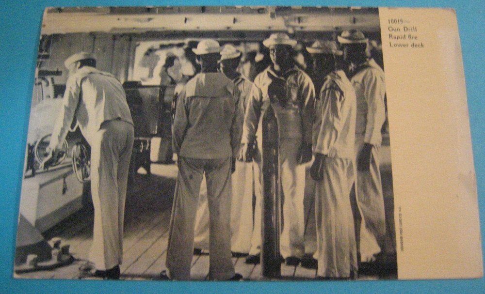 Antique Undivided Back U.s. Navy Postcard Gun Drill Unposted Military Uniforms