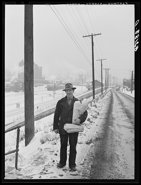 Photo:Aliquippa Pennsylvania Steelworker 1941 Winter Roadside Portrait
