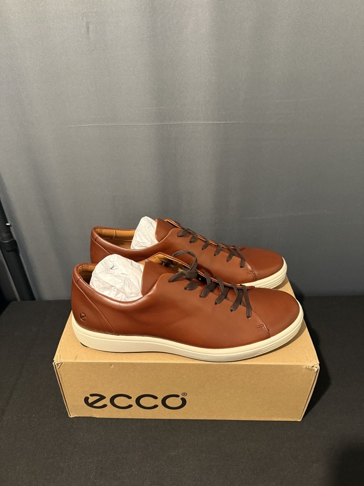 Ecco Soft 7 Shoes Mens Size 12-12.5 Cognac Casual Comfort Walking Sneakers NIB