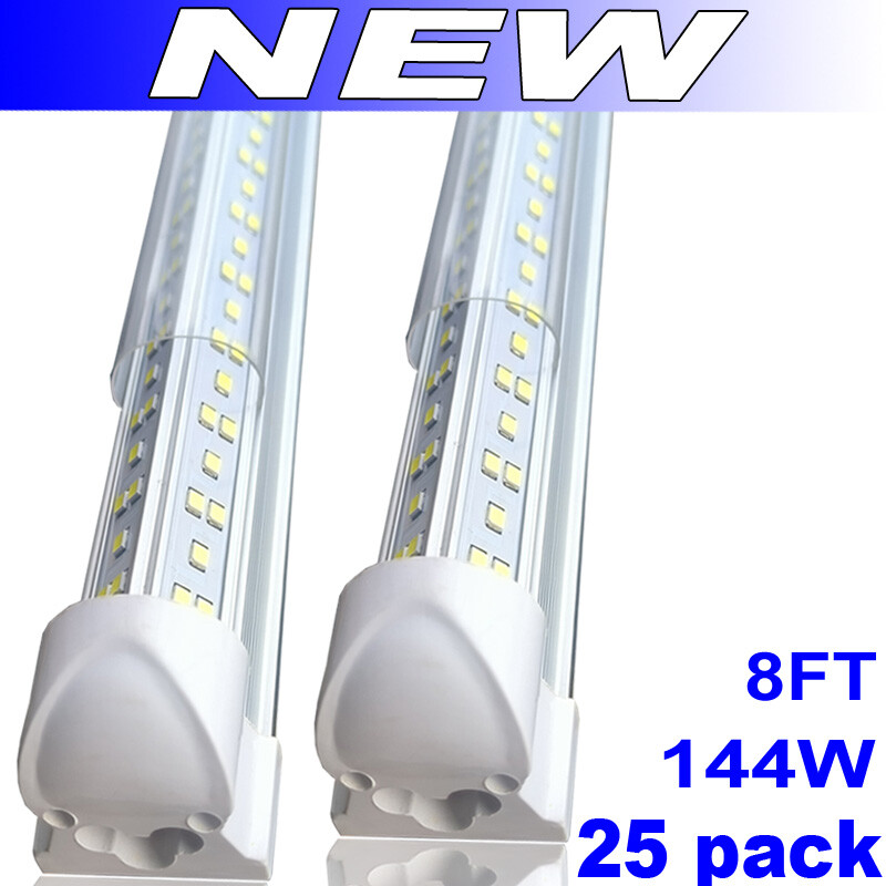 LED Shop Light Fixture 8ft 144W 18000LM T8 LED Tube Light Garage Light 25 PACK
