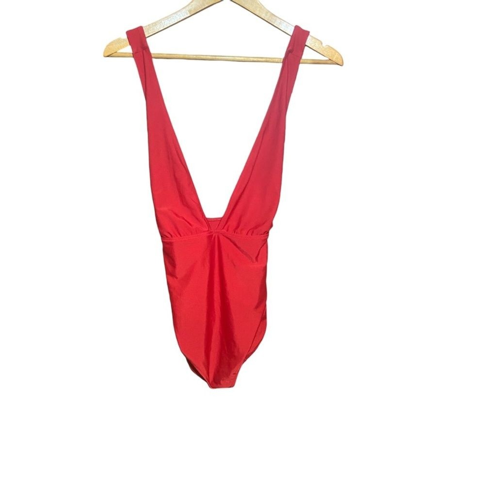 Aerie Red Tie Back Full Coverage One Piece Swimsuit Size Medium