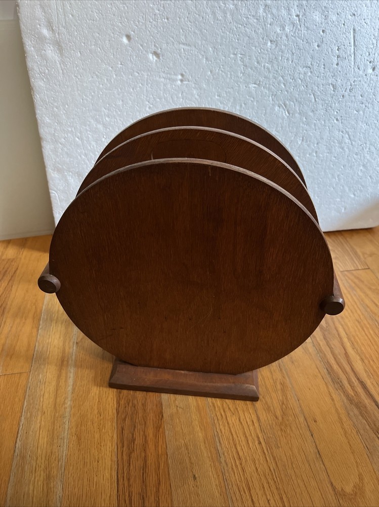 UNUSUAL Artdeco Wooden Magazine, Book Stand Heavy - 12.25