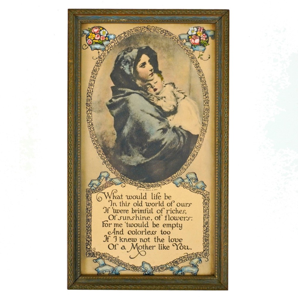 Vintage Art Deco 1927 Knaffl & Bro Mother Poem Framed Print