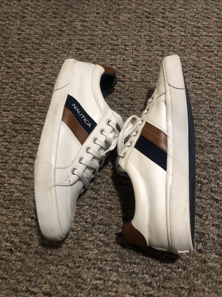 Nautica Garrison White/Brown/Navy Casual Shoes Men’s Size 11