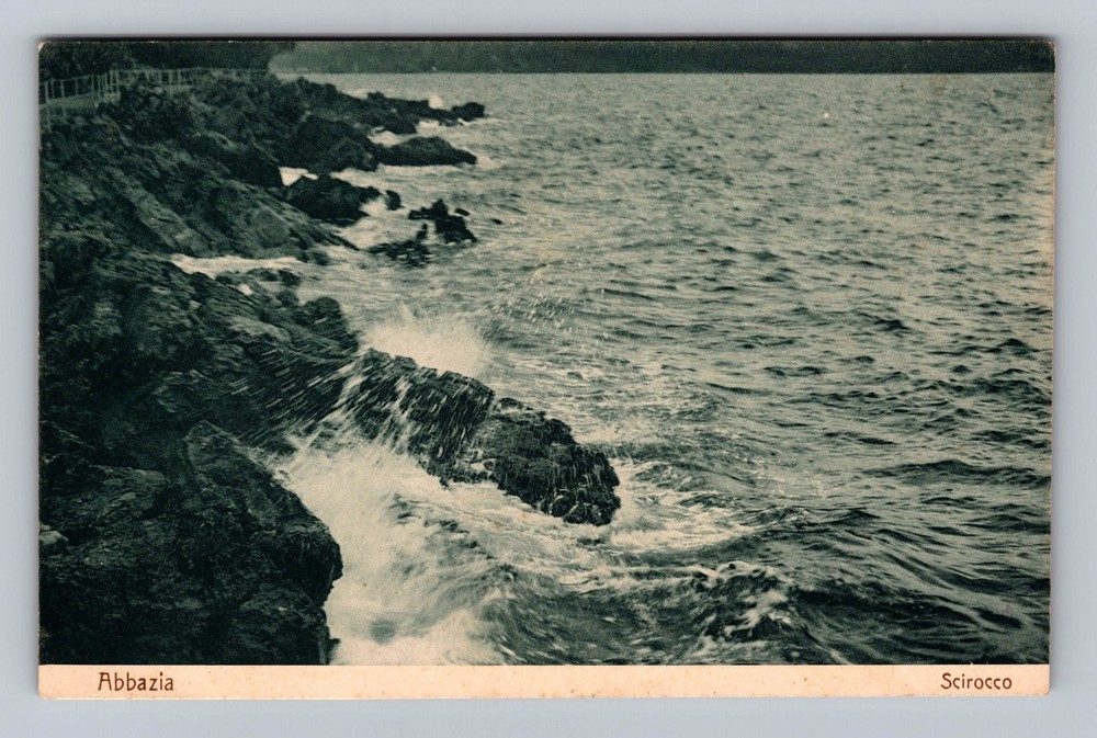 Croatia- Abbazia Rocky Coastline Standard Postal Old Card View Vintage Postcard