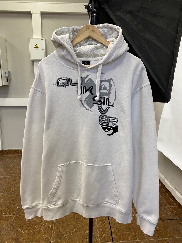 🇺🇸 Vintage 90s Quiksilver Surfing Hoodie Retro Rare Y2K size L color White