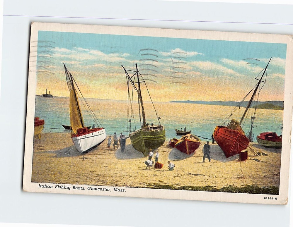 Postcard Italian Fishing Boats Gloucester Massachusetts