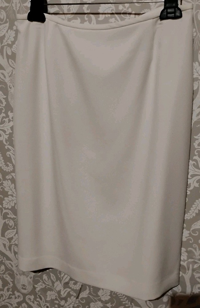 Preston & York True White Pencil Skirt Zip Slit Lined Polyester Size 6