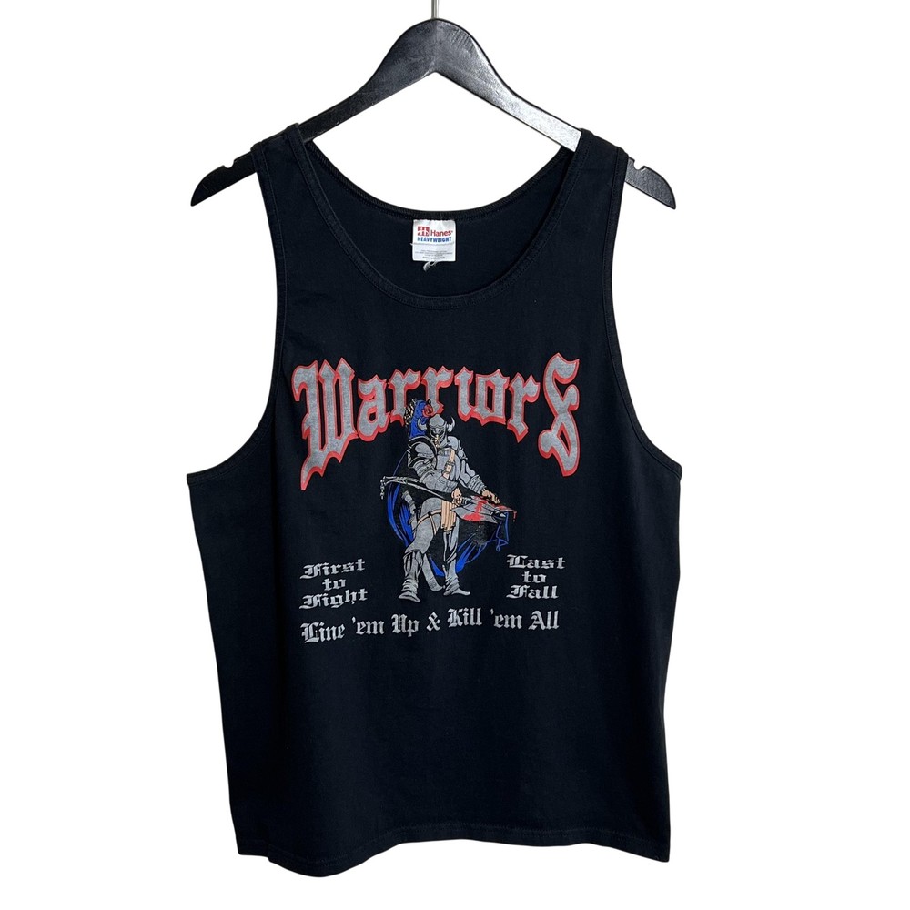 Vintage Hanes Warriors Tank Top Mens Large Black Knight Fantasy 90s Biker