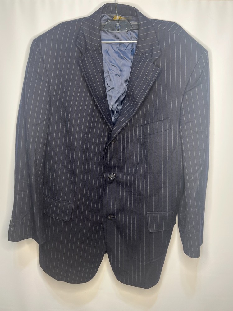 J.Press New Haven Navy Pinstripe Wool Blazer Jacket Mens 44R Made in USA