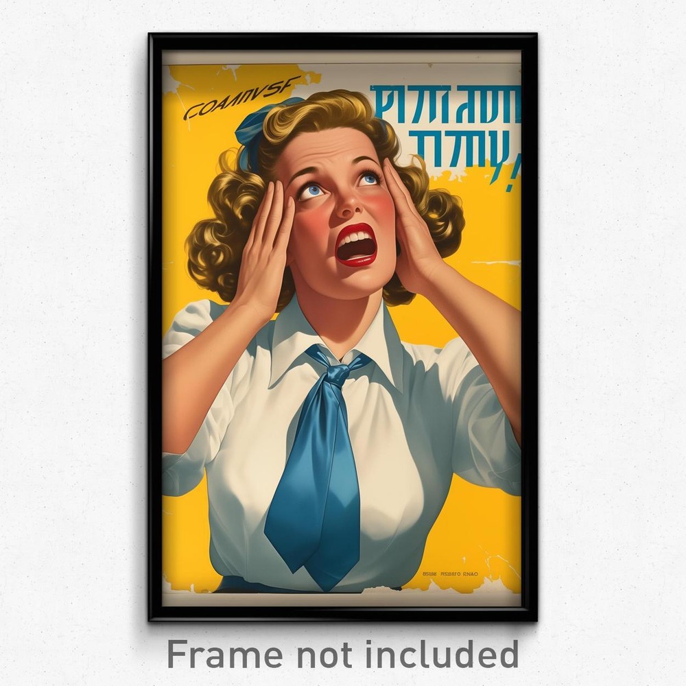 Vibrant Greek Movie Poster Art Print - Jubilant Girl in Blue Necktie