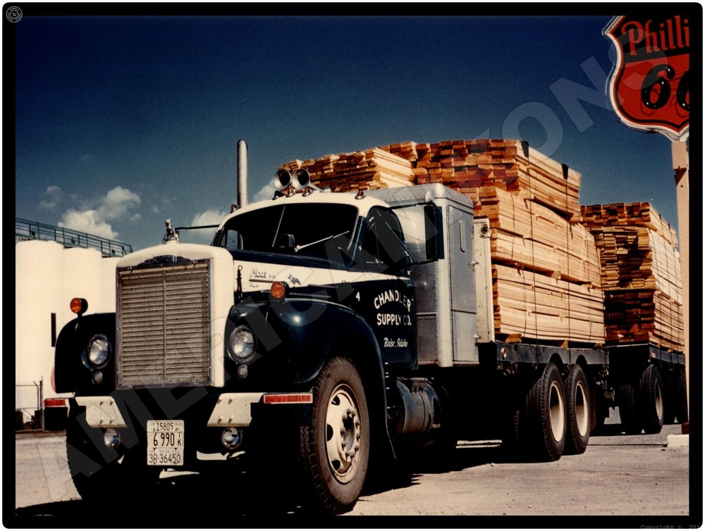 Mack Trucks New Metal Sign: 1958 Chandler Supply Co. Lumber Hauler Boise, Idaho