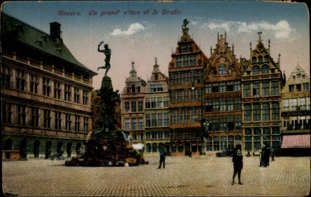 Grand Place Antwerp Belgium vintage postcard s031