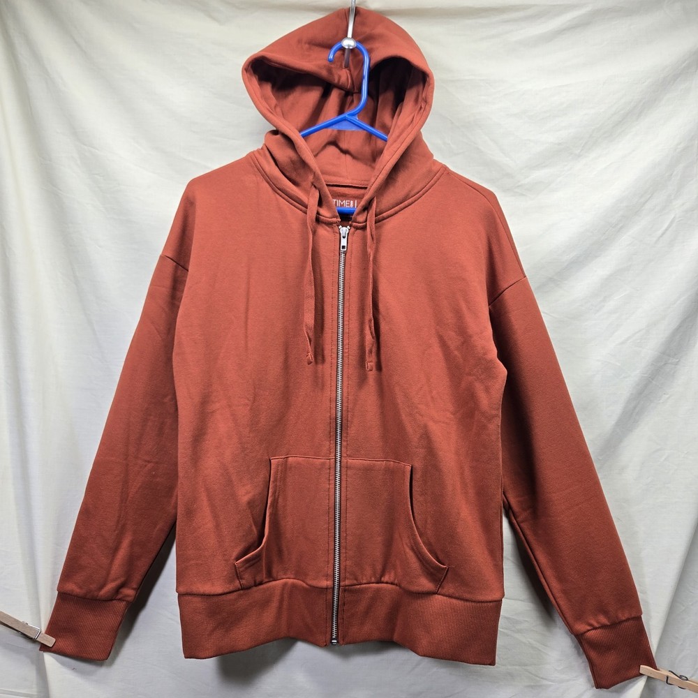 Time And Tru Orange Brown Hoodie Jacket Women's Size Small 4-6 Full-Zip
