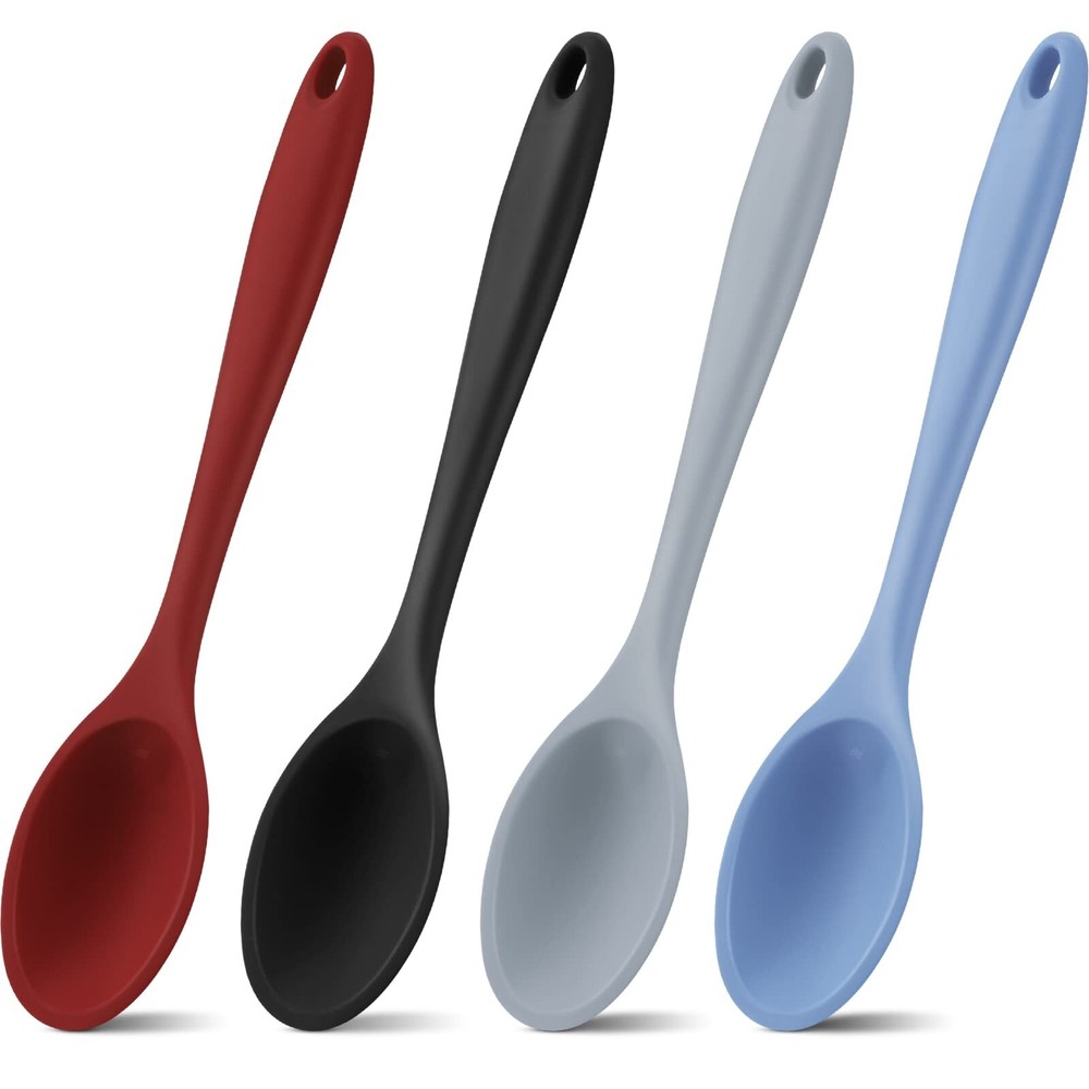 4 Pieces Silicone Mixing Spoon for Cooking Heat Resistant, Large Silicone Bas...