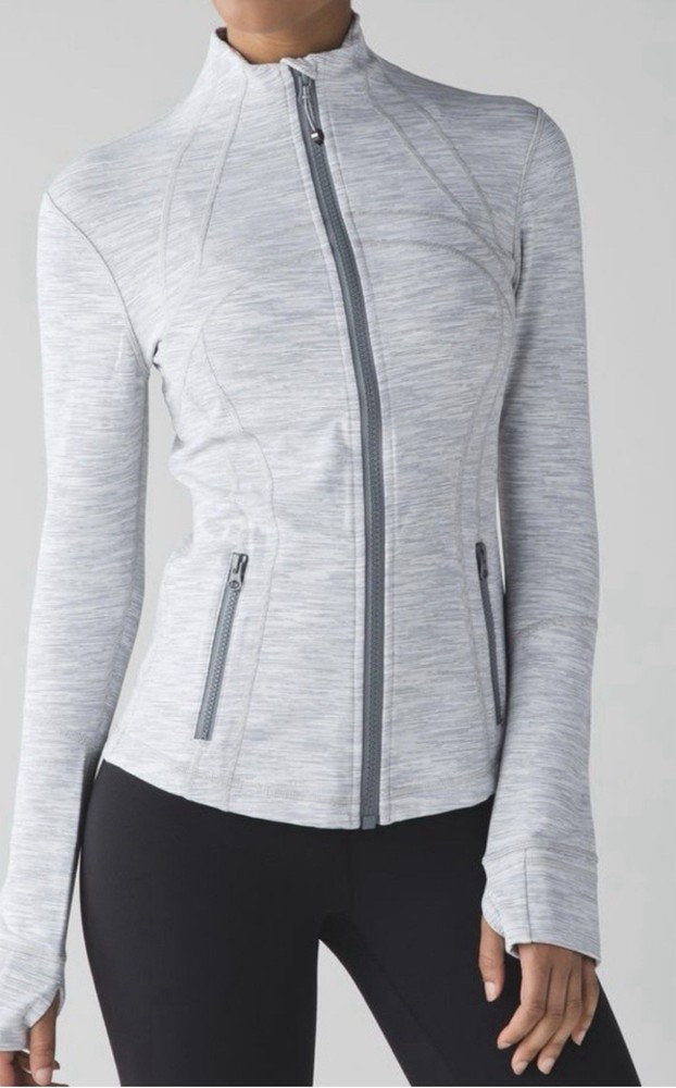 Lululemon Define Jacket Womens 10 Gray Space Dye Full Zip Up Yoga Athleisure