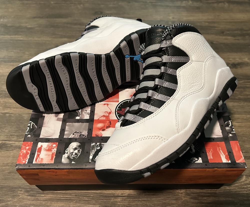 DS Size 9.5 Air Jordan 10 Steel Retro 2025 HJ6779-104 White Black Lt Steel