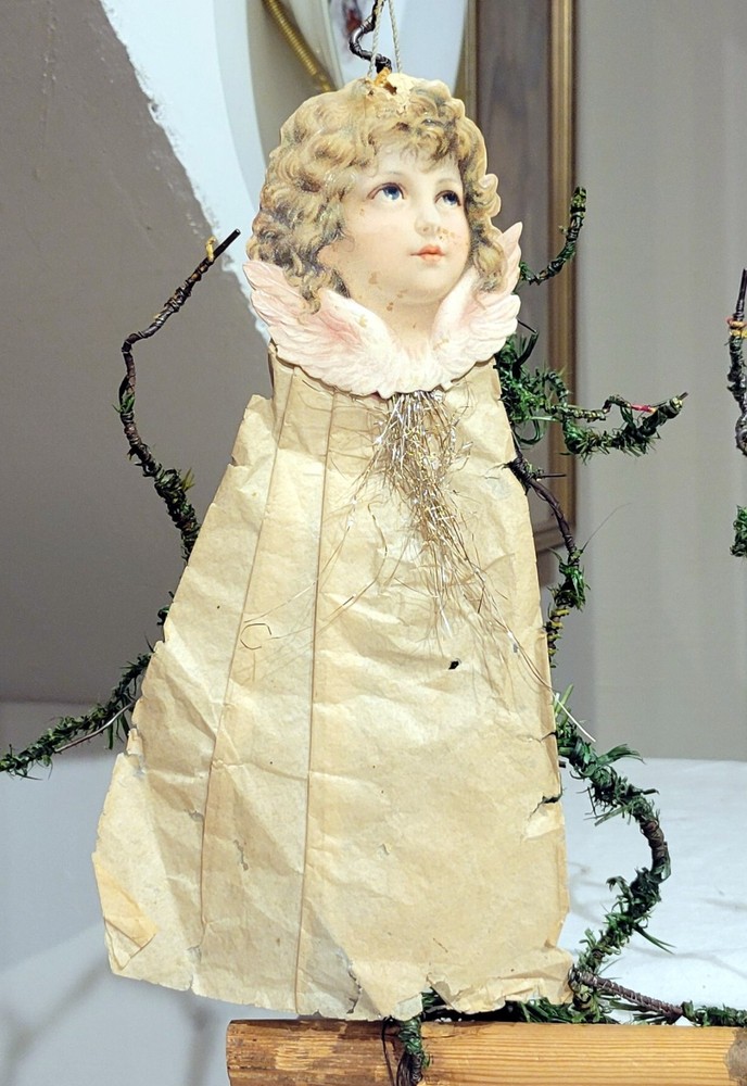 Angel Bust, with Paper Skirt. 1880s Paper & Tissue German Ornament.